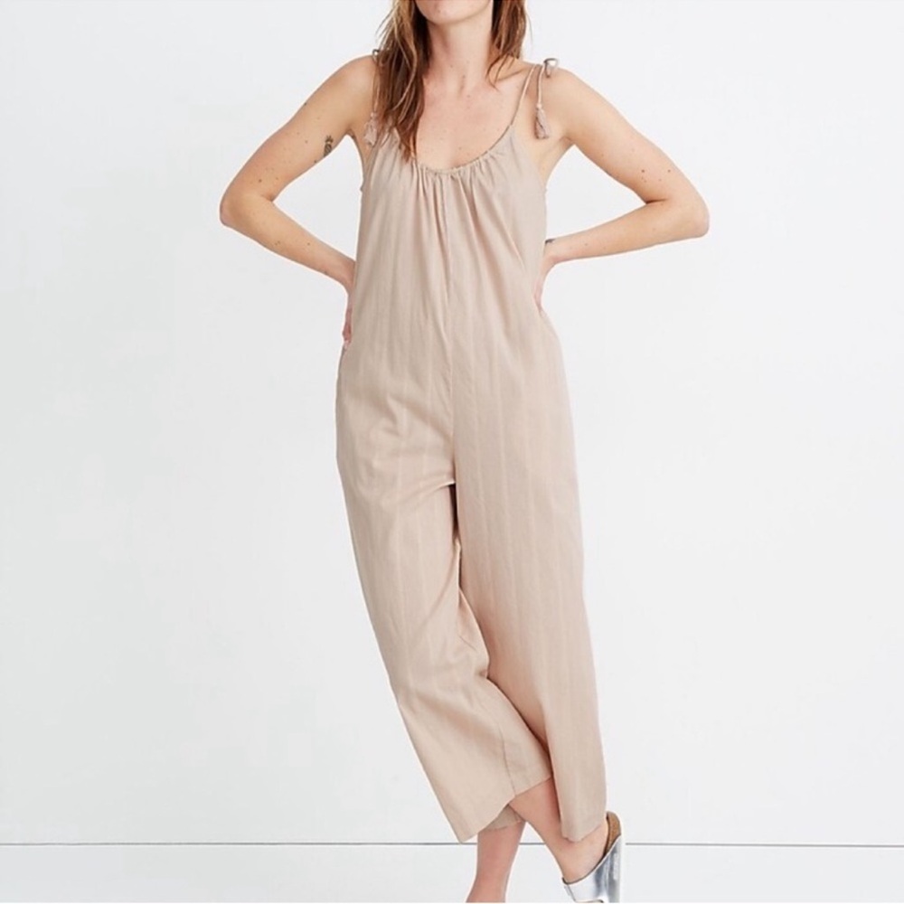Madewell Tie Strap Cotton Jumpsuit - Picture 2 of 8